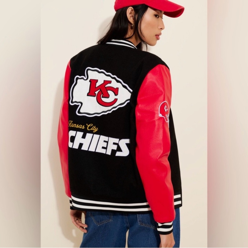 Anthropologie X The wild collective Kansas City chiefs varsity jacket